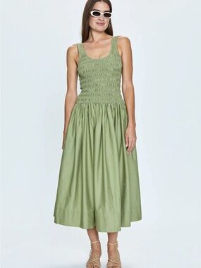 Pistola Alessia Smocked Dress, Size XS, green